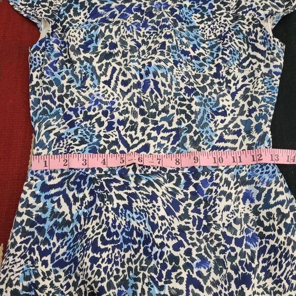 Reiss Livia Cutout Midi Dress Sz 2 Blue Abstract Leg Slit Silky Party Date Night - Picture 10 of 12